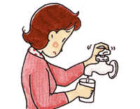 蛇口から水が出にくい様子を描いたイラスト