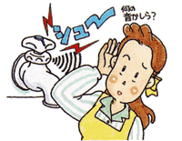 蛇口から音が聞こえる様子を描いたイラスト