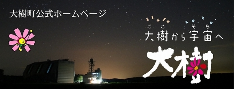 夜の風景がバックの大樹町公式ホームページの大きいバナー