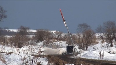 打ち上げ直後のハイブリッドロケットを地上より捉えた写真