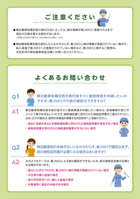 軽JNKS(軽自動車税納付確認システム)のリーフレット裏面 詳細は以下