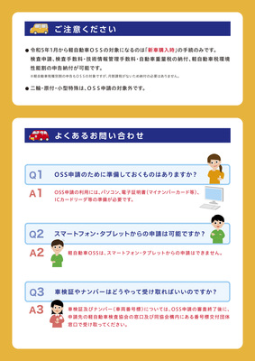 軽OSS(軽自動車ワンストップサービス)リーフレットの裏面 詳細は以下