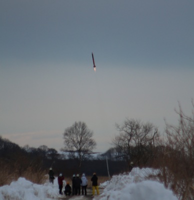 ハイブリットロケットが打ち上げられた写真